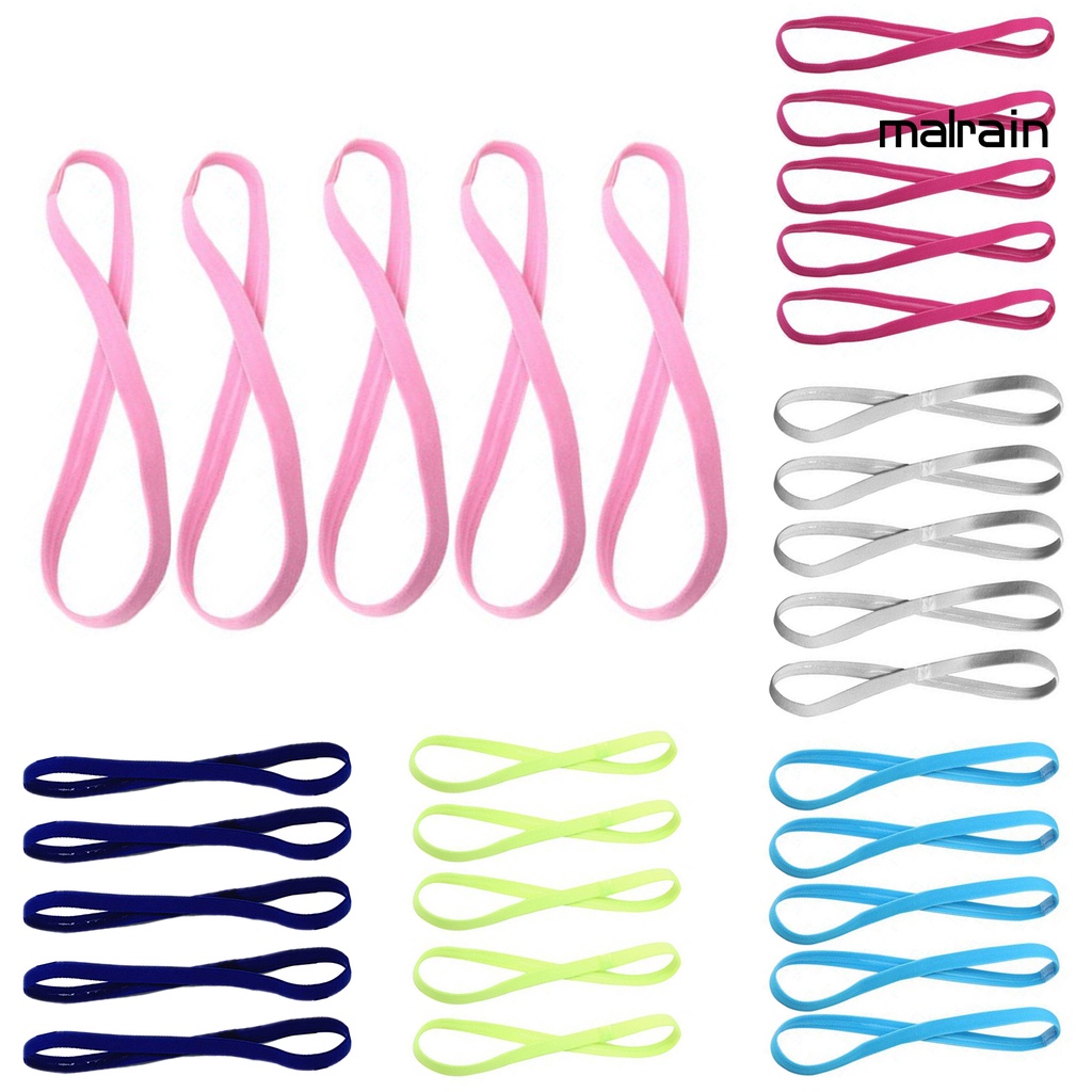 Set 5 Dây Thun Cột Tóc Co Giãn Chống Trượt Màu Sắc Ngọt Ngào Tiện Dụng Tập Yoga