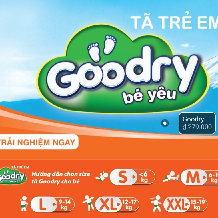 Gói 8 miếng tã quần Goodry/ Bino/ Bobby... hàng tặng dùng thử size M/L/XL/XXL