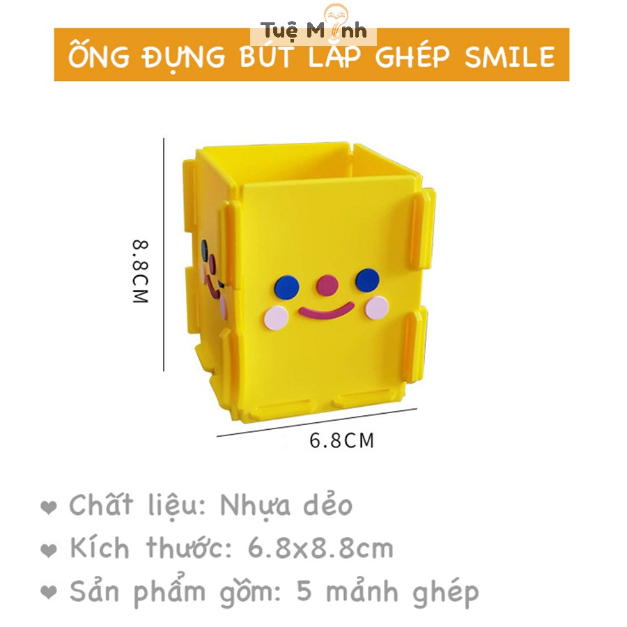 Hộp đựng bút lắp ghép Smile ống bút để bàn đựng đồ đa năng K17