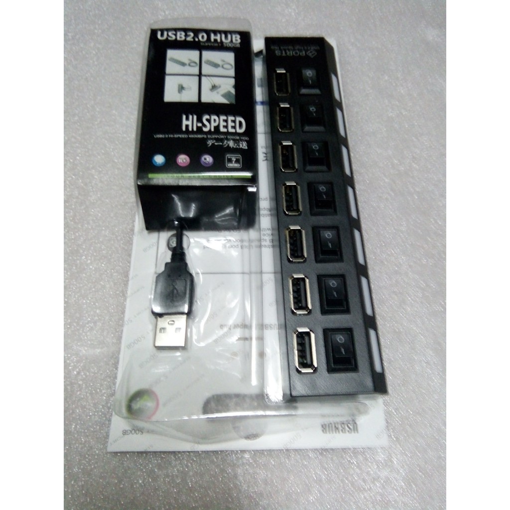 Bộ chia USB HUB 2.0 7 cổng có công tắc on off