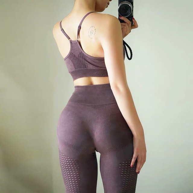 Bộ quần áo tập Gym Yoga : Combo Legging & Bra Arise Vintage Echt / Cạp cao gen bụng bra sexy