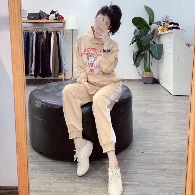 sét bộ gấu thể thao da cá tay dài