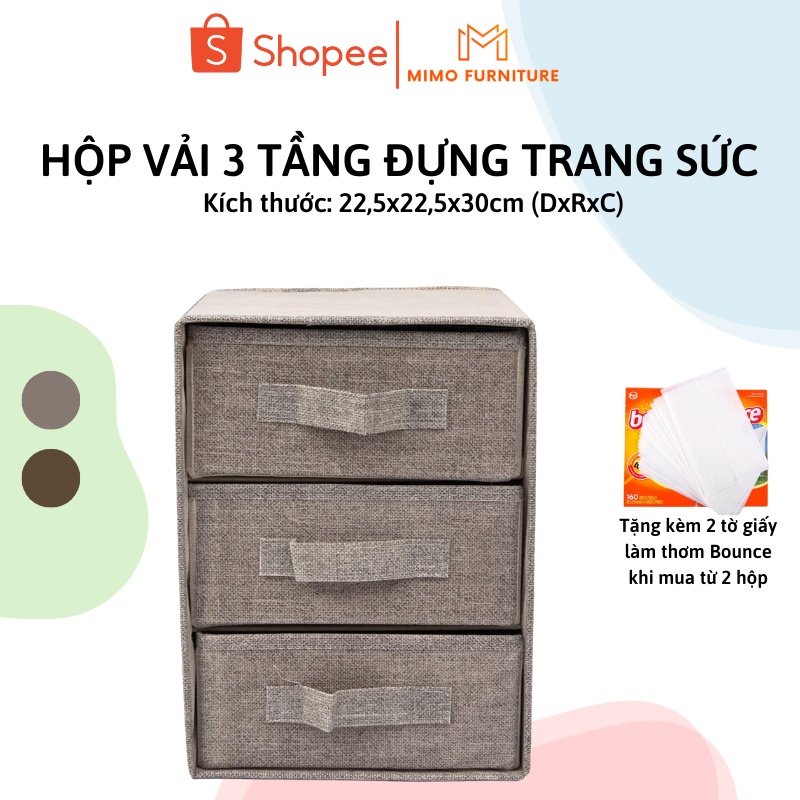 Hộp Đựng Đồ 3 Tầng, Tủ Vải Đa Năng, Thiết Kế Gấp Gọn Tiện Lợi