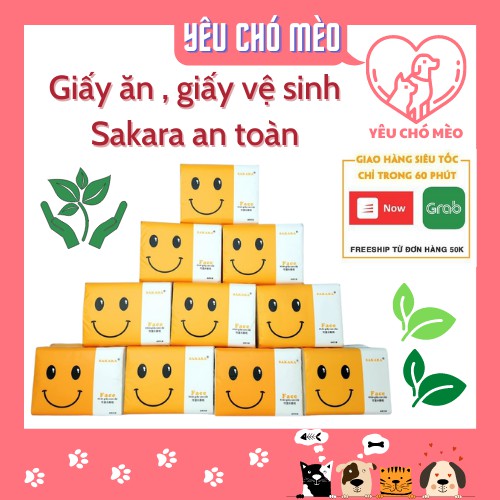 Giấy ăn gấu trúc, giấy ăn sakara , giấy vệ sinh thương hiệu Sakara chính hãng 100% - không tẩy trắng - 4 lớp