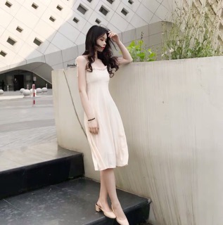 Váy 2 dây hồng nude (ảnh hồng nude)