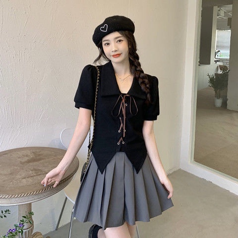 ✿Áo Sơ Mi✿Bộ Áo Sơ Mi + Chân Váy Xếp Ly Dáng Rộng Phong Cách Thời Trang Phương Tây 2022 Dành Cho Nữ