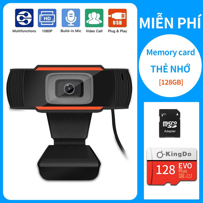 Miễn phí 64/128gb Thẻ nhớ Webcam Học trực tuyến, Live Stream Học Online Dùng Cho Máy Tính, Laptop HD