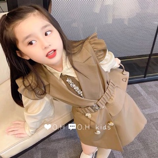 Set vest 4 chi tiết màu nâu bé gái