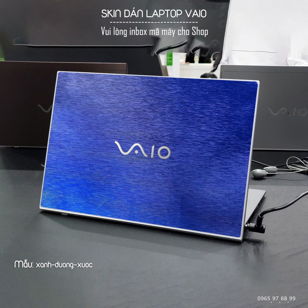 Skin dán Laptop Sony Vaio màu xanh dương xước (inbox mã máy cho Shop)