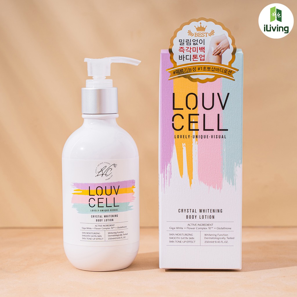 Combo kem dưỡng ẩm trắng da body Louv Cell Crystal Whitening Body Lotion (120ml+250ml) ILIVING-LOUDTBTC