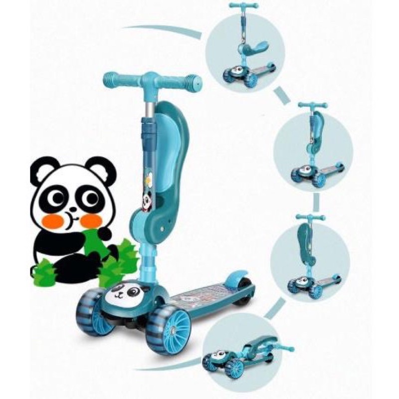 Xe Scooter Cho Bé Hình Gấu Bear Có Nhạc Và Đèn Phát Sáng, Bảo Hành 12 Tháng, Xe Trượt Scooter Cho Bé Chòi Chân