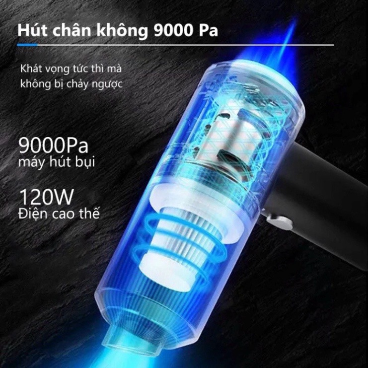 Máy hút bụi cầm tay Máy hút  không dây lực hút siêu mạnh sử dụng pin sạc, dùng hút bụi ô tô, bụi máy tính nhỏ gọn