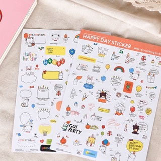 Combo 08 Sticker Hàn Quốc Happy Day,Sticker dán trang trí Siêu Đáng Yêu-3 miền food vina
