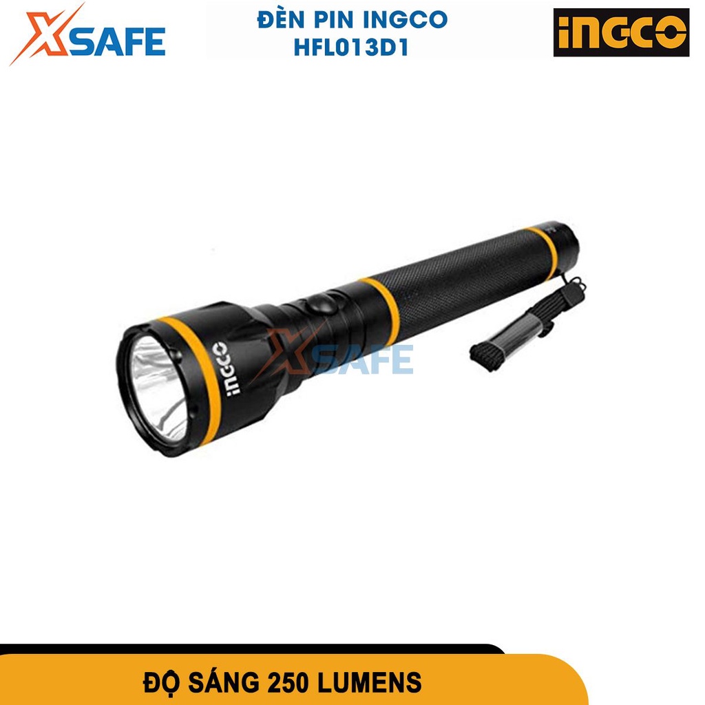 Đèn pin INGCO HFL013D1 3W, vỏ hợp kim nhôm, tuổi thọ 100000h, pin 3AAA, không kèm theo pin [CHÍNH HÃNG][XSAFE]