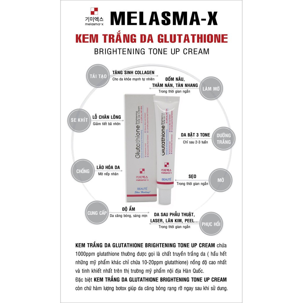 Kem Dương Trắng MELASMA-X GLUTATHIONE BRIGHTENING TONE UP CREAM