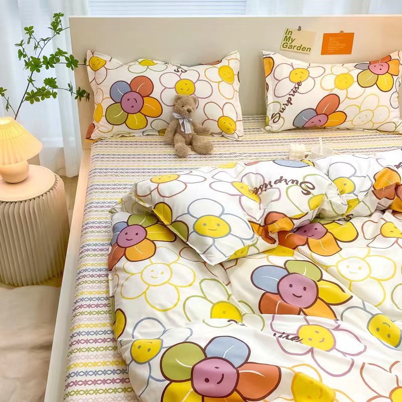 Bộ chăn ga cotton poly set 4 món chăn ga gối cao cấp - hàng nhập khẩu nhiều màu