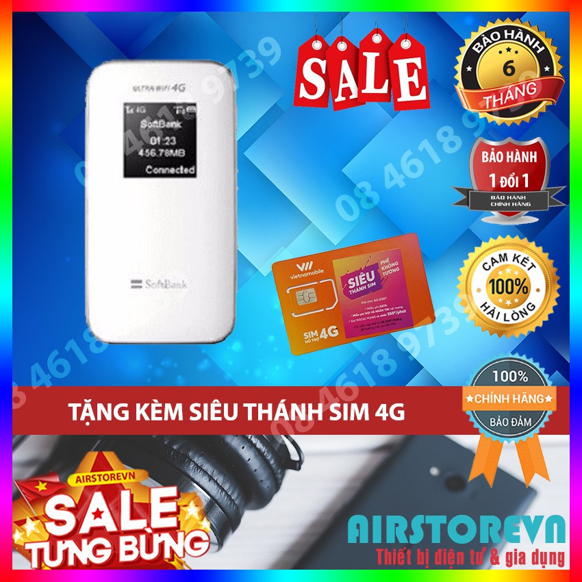 BỘ PHÁT WIFI TỪ SIM 3G/4G SOFTBANK 007/009 - TẶNG KÈM SIÊU THÁNH SIM VIETNAMMOBILE 4G TRỊ GIÁ 50K - HÀNG CHÍNH HÃNG