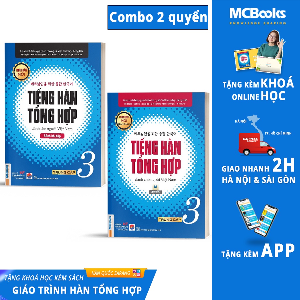 Sách - Combo Tiếng Hàn Tổng Hợp Dành Cho Người Việt Nam Trình Độ Sơ Cấp Tập 1-6 - Giáo Trình kèm Sách Bài Tập