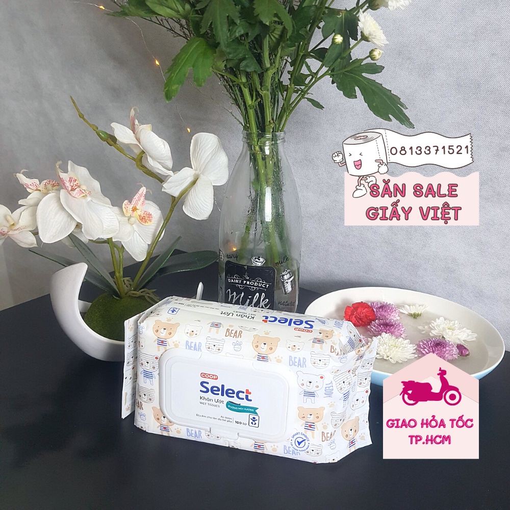 Khăn Ướt Em Bé Coop Select 100 Tờ Không Mùi Siêu Dịu Nhẹ trên da bé yêu 658GR/Gói ( Hàng Việt Chính Hãng)