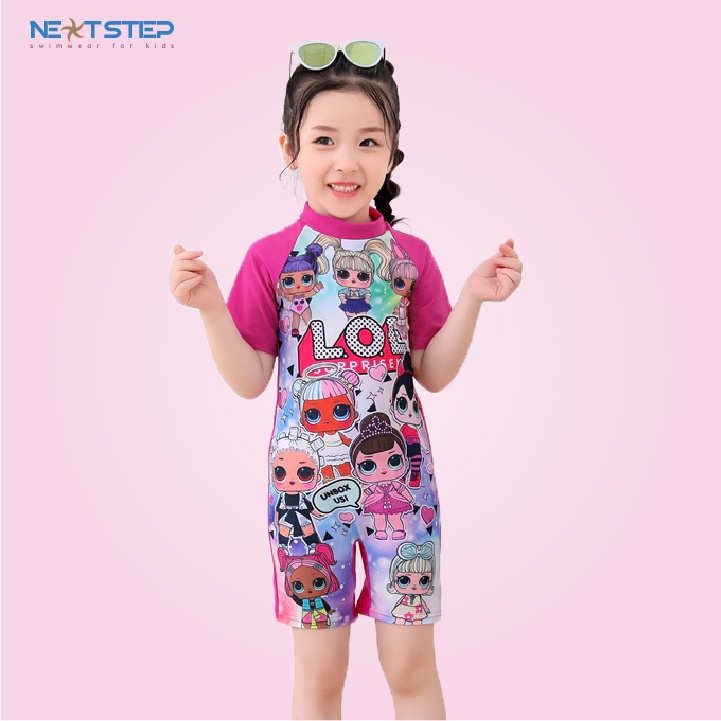 Đồ bơi bé Gái Liền Thân tay Ngắn họa tiết hoạt hình đáng yêu