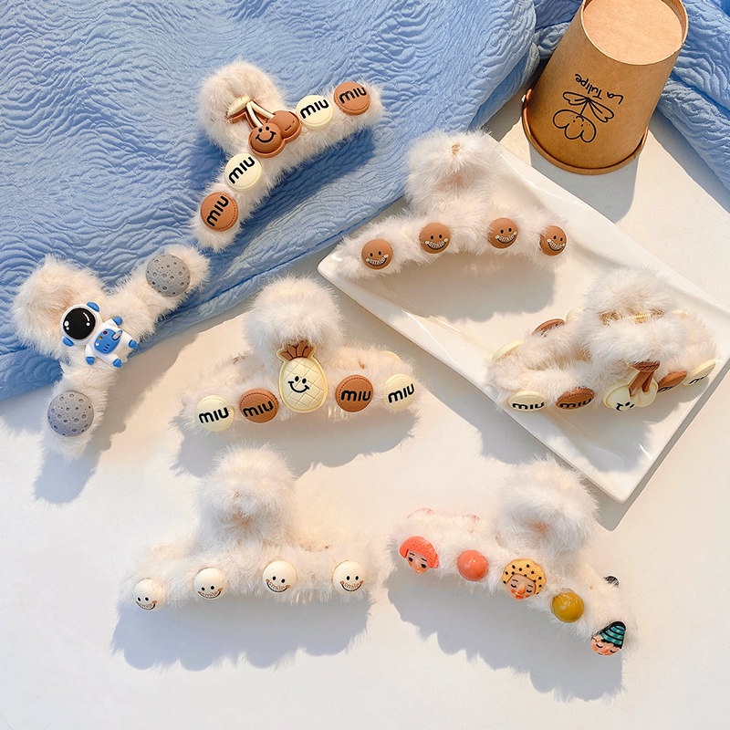 Kẹp Tóc Lông Nhung Màu Macaron Phong Cách Hàn Quốc Dễ Thương