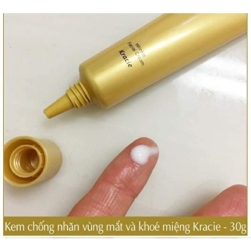 (Mẫu Mới) Kem chống nhăn vùng mắt và khoé miệng của Nhật Kracie Hadabisei Wrinkle Facial 30g