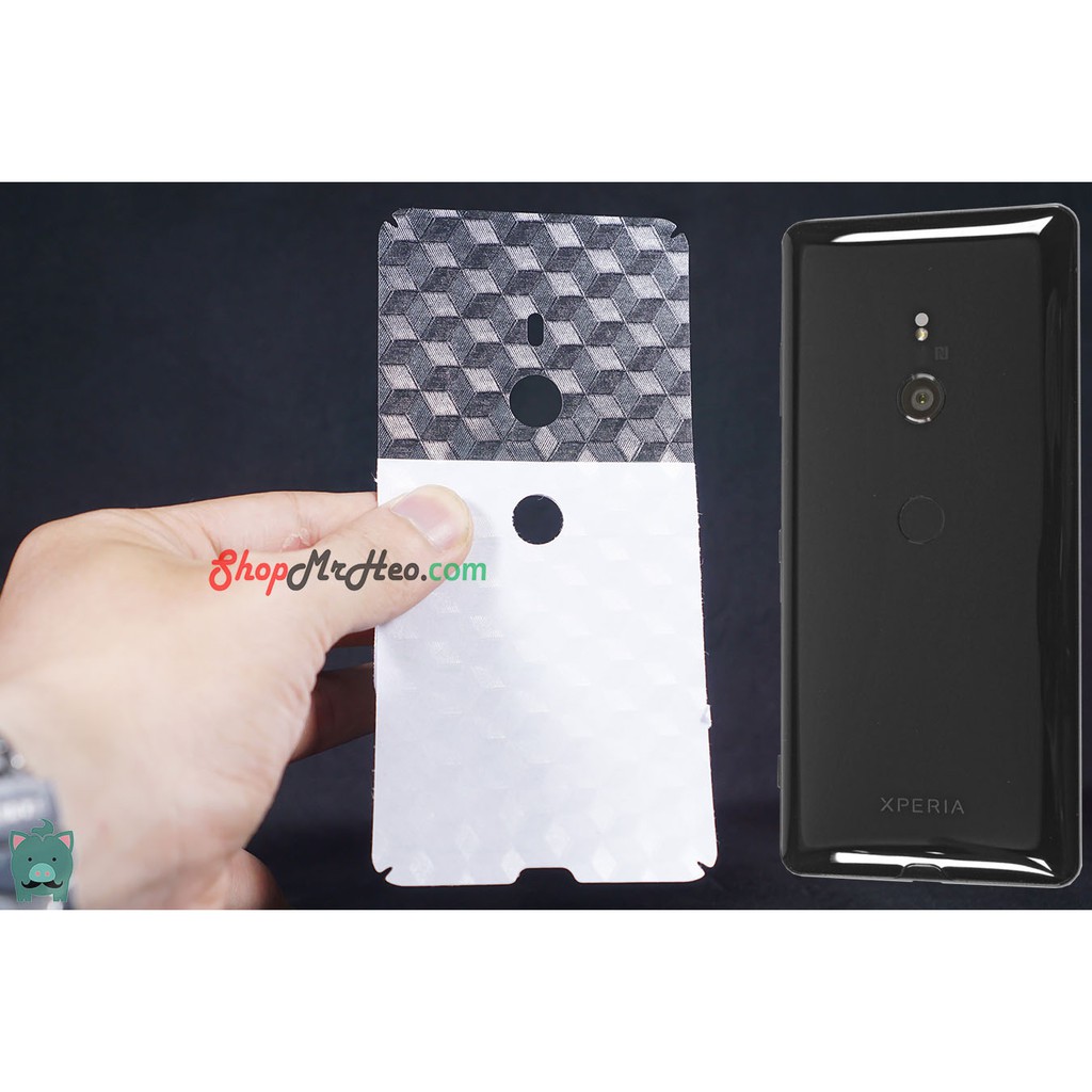 Skin Dán Mặt Sau Lưng Vân 3D Sony XZ3 - Sony Xperia XZ3 - Carbon, Hình hộp, Nhám, Vân Da
