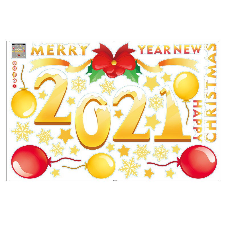 Decal dán Noel HÍT TĨNH ĐIỆN - 2021 ĐÁNG YÊU CHÀO LỄ