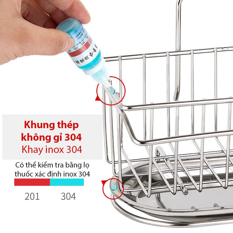 Giá Để Rẻ Rửa Bát INOX Có Khay Hứng Nước, Giá Để Đồ Rửa Bát Dán Tường (MP02)