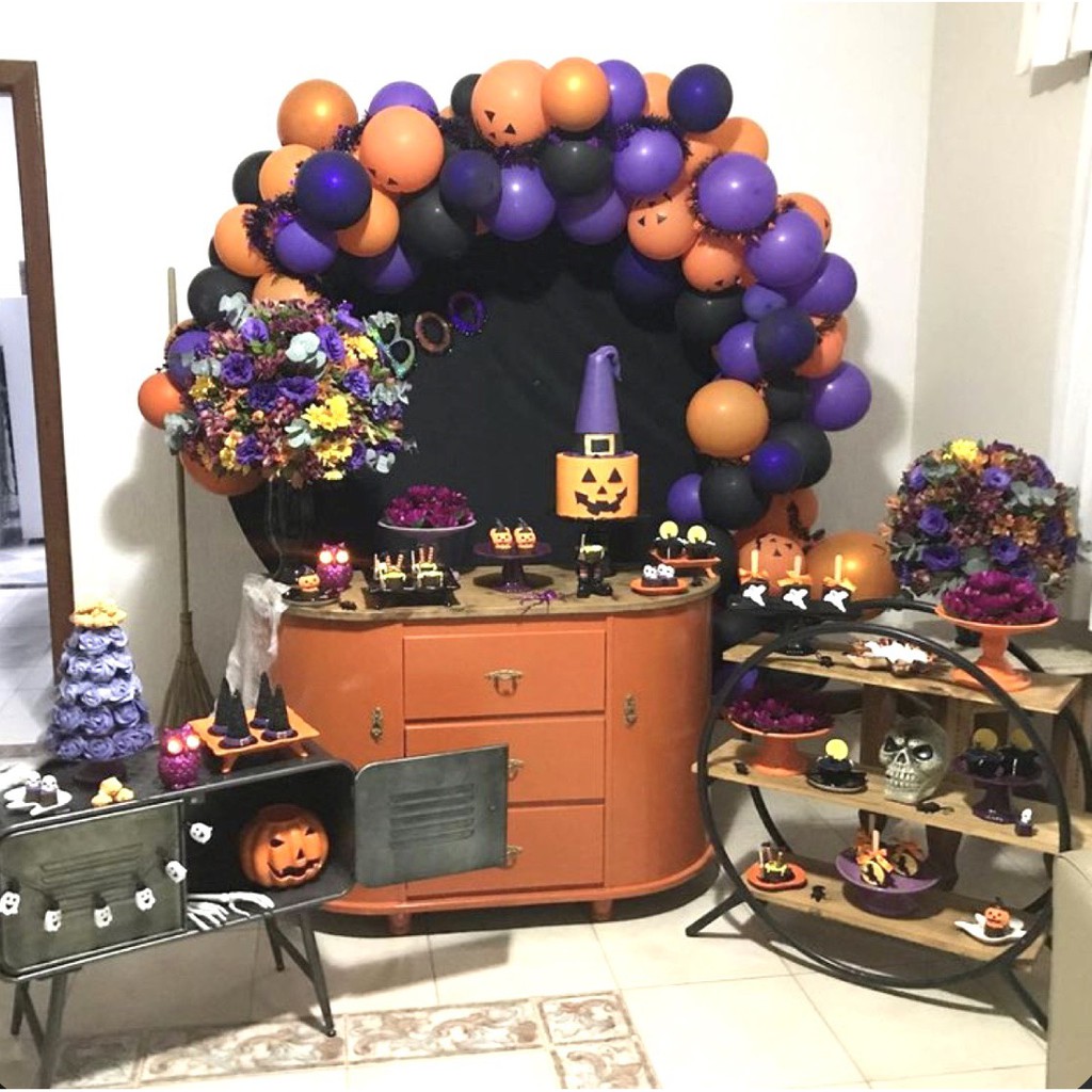 combo 100 bóng halloween tặng kèm đồ bơm