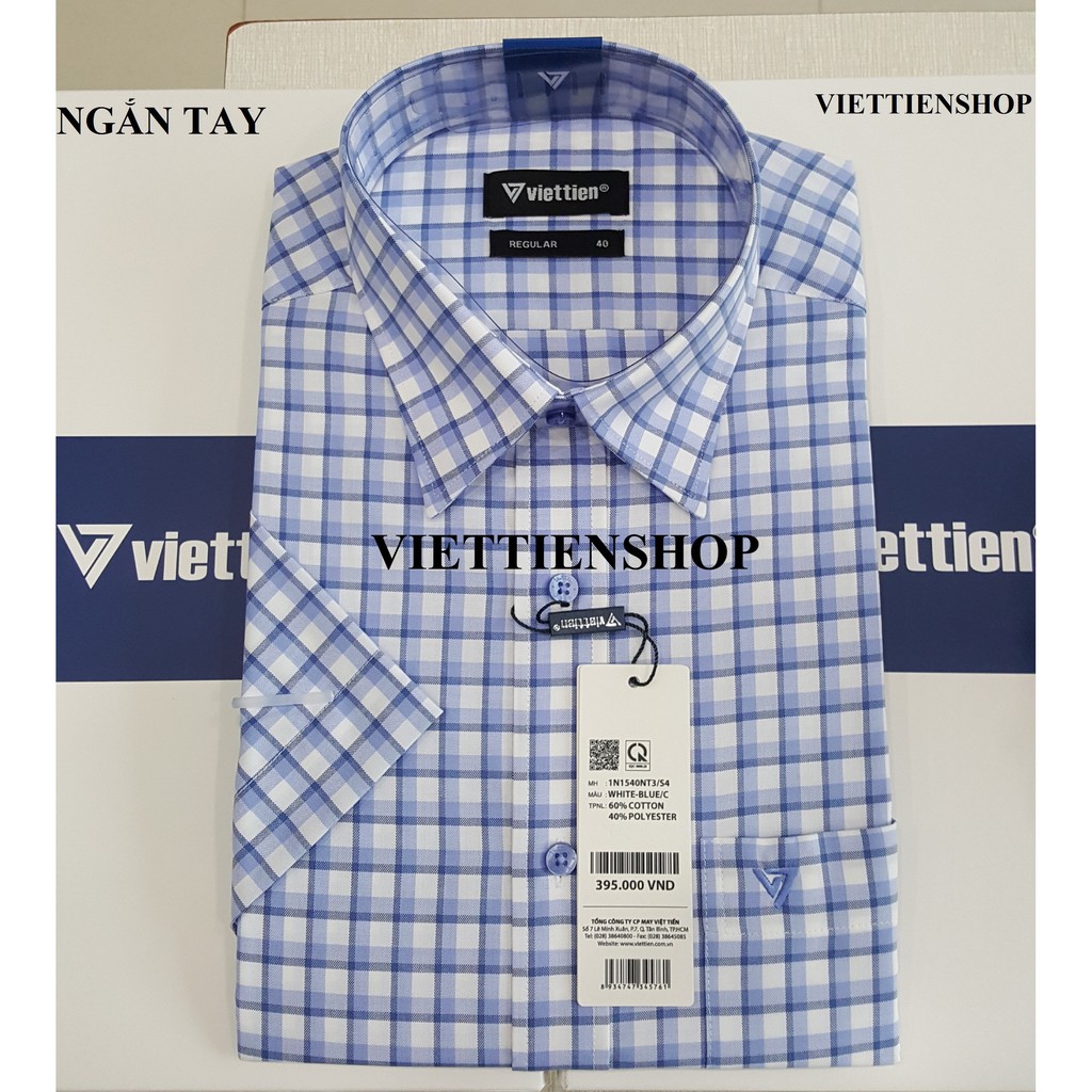 (1081 CRS) ÁO SƠ MI VIỆT TIẾN NGẮN TAY VẢI TRE CA RÔ