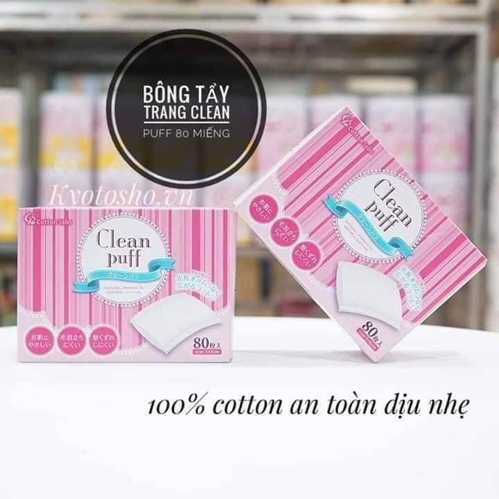 Bông Tẩy Trang Clean Puff Nhật Bản 80 miếng