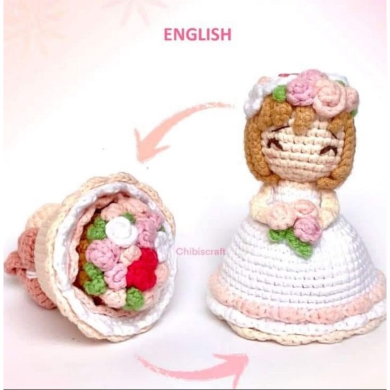 Mua 1 được 2 Cô Dâu Len  và Hoa Len Móc  Quà tặng Valentine Cầu Hôn Quà đám Cưới Reversible Flower Bouquet and Bride