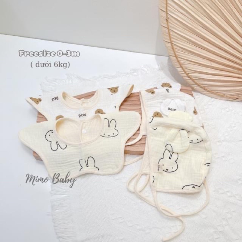 vải xô muslin 2 lớp cao cấp mềm mịn thấm hút siêu đỉnh hình thỏ trắng to