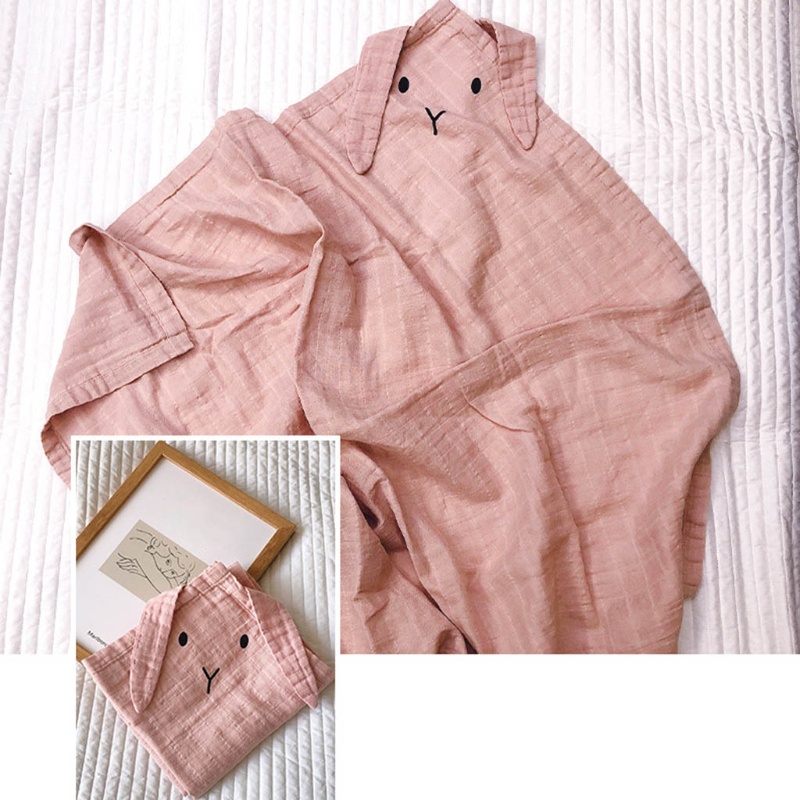 Chăn Quấn Em Bé Chất Liệu Cotton 2 Lớp Họa Tiết Hoạt Hình 90x90cm