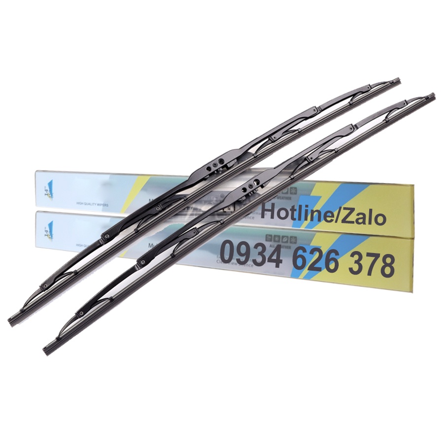 1 Cặp cần gạt mưa khung xương lưỡi silicon, chổi gạt nước mưa ô tô xe hơi, thanh gạt kính xe oto