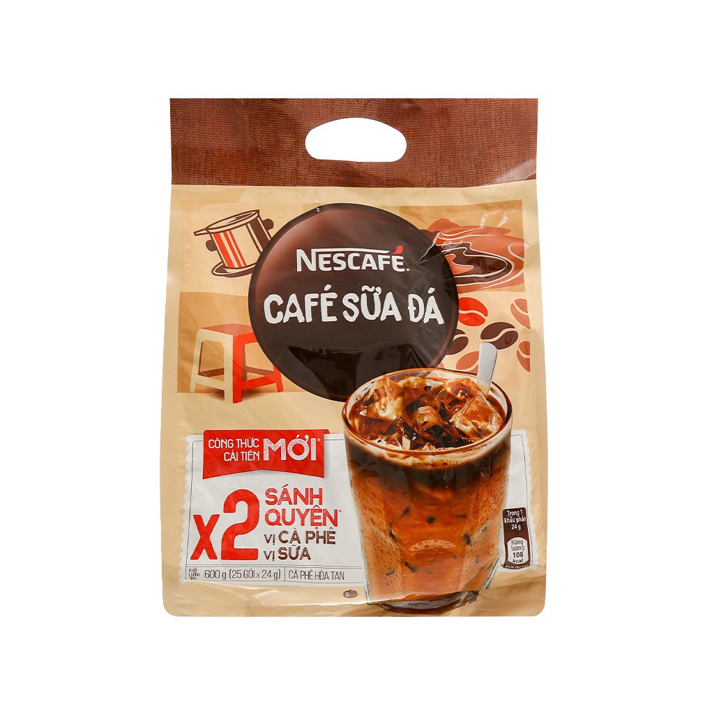 Cà phê sữa đá NesCafé nhân đôi sánh quyện 600g (25 gói x 24g) (loại 1) | BigBuy360 - bigbuy360.vn