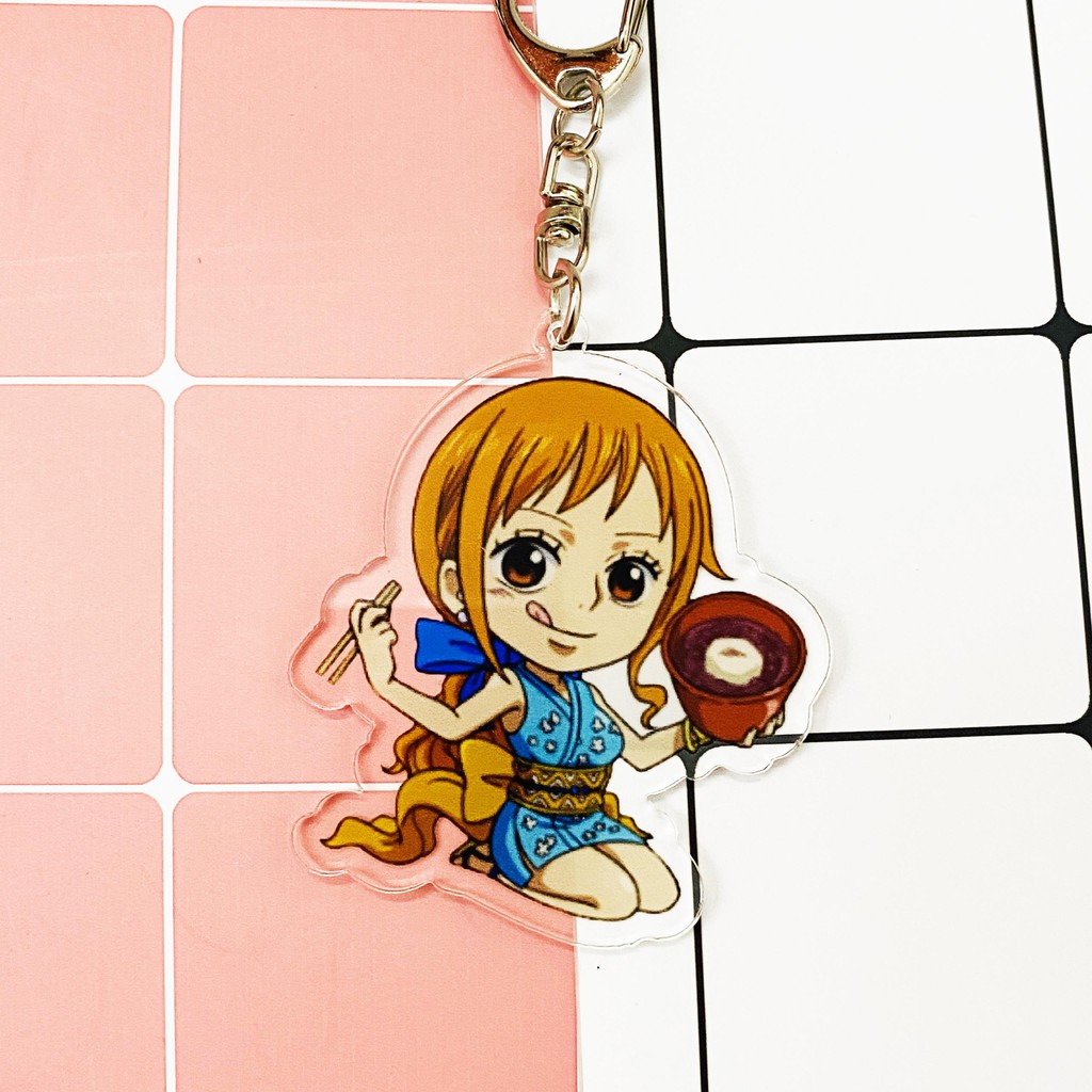 ( Mica trong acrylic ) Móc khóa One Piece Đảo Hải Tặc Miêu tặc Nami quà tặng xinh xắn dễ thương in hình anime chibi