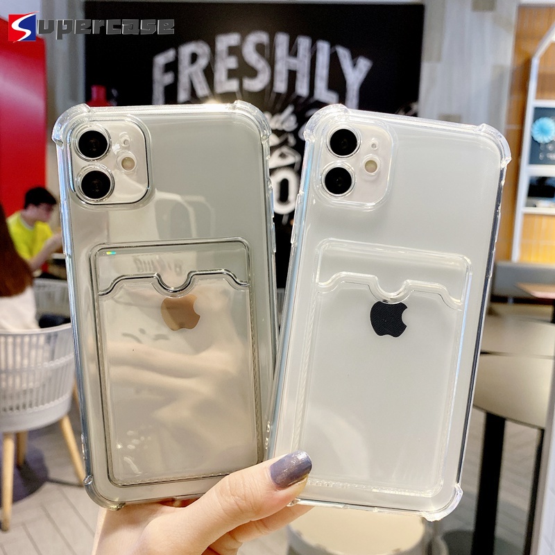 Case For iPhone 12 Pro Max 11 Pro Max XR Cover Transparent  Anti-fall Shockproof Soft TPU Phone Casing Card holder | BigBuy360 - bigbuy360.vn