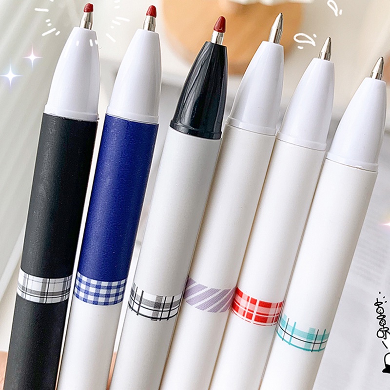 Set 6 Bút Bi Mực Đen Ngòi 0.5mm Hình Trái Tim Xinh Xắn