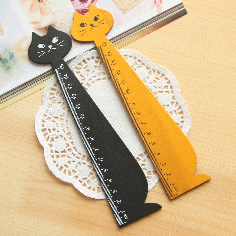 Thước gỗ mèo cute 15cm - Thước kẻ học sinh hình mèo