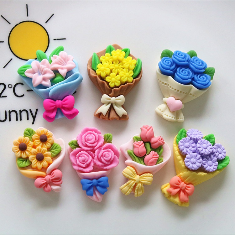 (Bông hoa- SET 5 MÓN NGẪU NHIÊN TRONG HÌNH) -  STICKER PHỤ KIỆN DIY 3D DÁN ỐP ĐIỆN THỌAI BÌNH NƯỚC KẸP TÓC