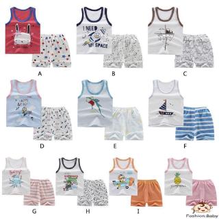 Set áo thun ba lỗ+quần short in hoạt hình cho bé trai