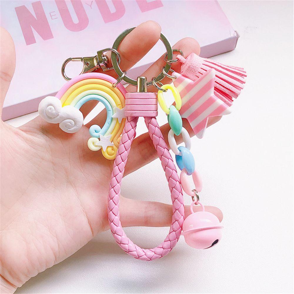 Móc Khóa Dây Da Bện Đính Chuông Kiểu Hoạt Hình Đáng Yêu