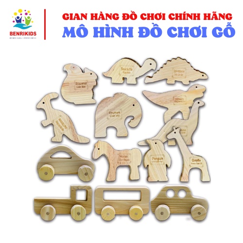 Mô Hình Đồ Chơi Ô Tô Và Con Thú Bằng Gỗ Tự Nhiên Thuần Mộc Cho Bé Tô Vẽ Thỏa Sức Sáng Tạo Benrikids