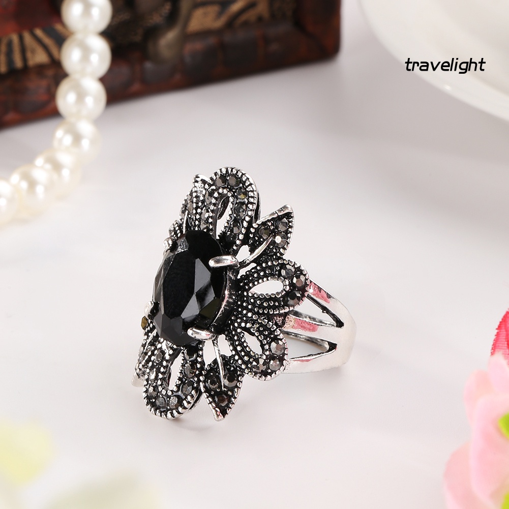 (Travelight) Nhẫn hợp kim mặt hình hoa rỗng phong cách vintage dành cho nữ