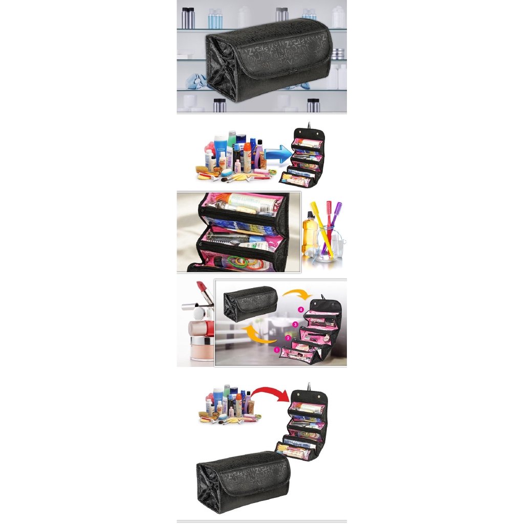 Convenient rollable large cosmetic bag