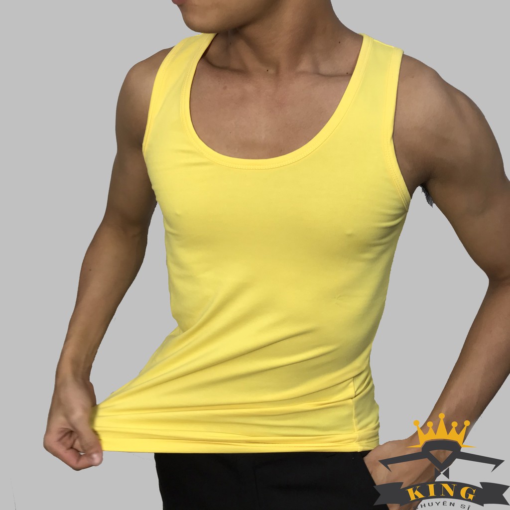 Áo ba lỗ nam KING sát nách thun co giãn dáng body tập gym chơi thể thao vận động mạnh(U05)