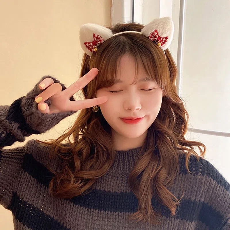 Bờm Tóc, Băng Đô Cài Tóc Hình Tai Mèo Dễ Thương Màu Đen Trắng Cute Cho Nữ