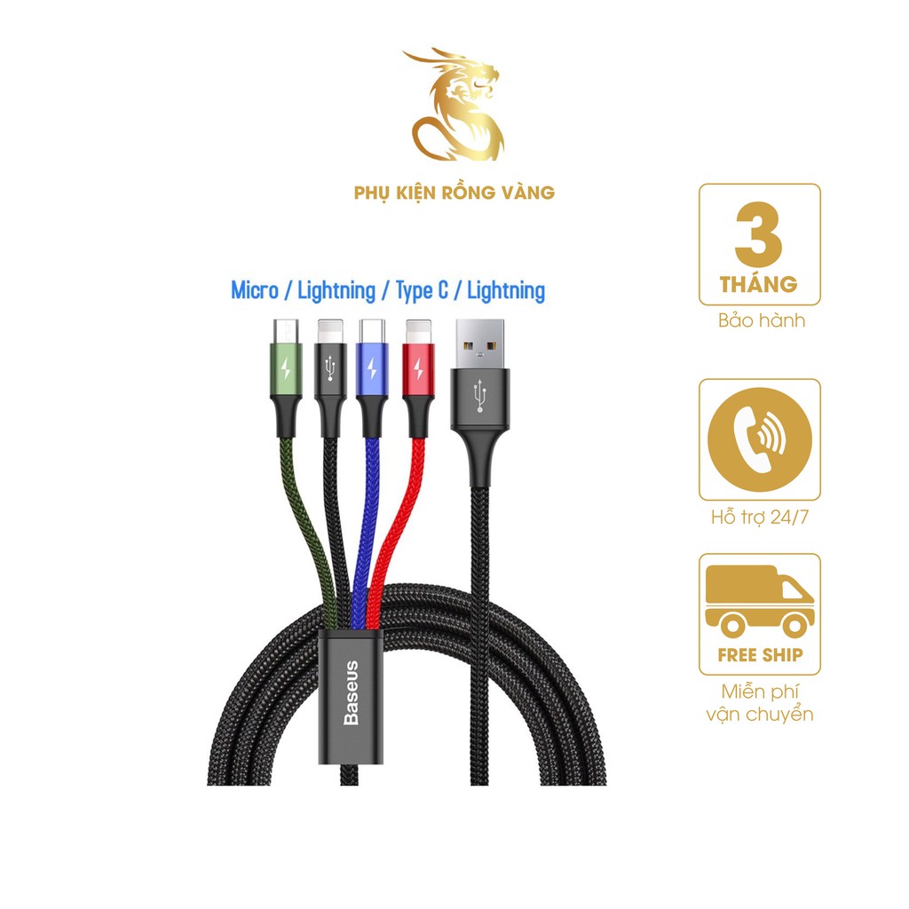 Cáp sạc đa năng Baseus Rapid series 4 trong 1 cho iPhone/ iPad Smartphone & Tablet Android hàng chính hãng